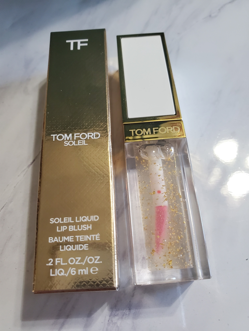 NIB Tom Ford Soleil Liquid Lip Blush – Pink with Gold Flakes